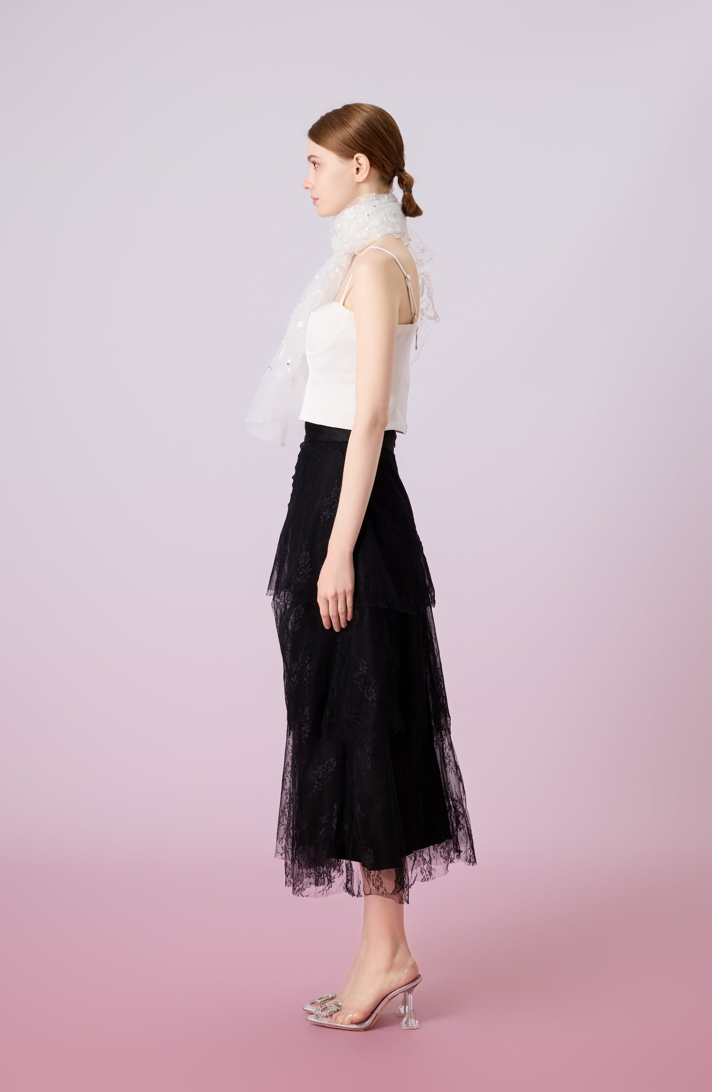 Joleigh Black Rose Lace Tier Skirt