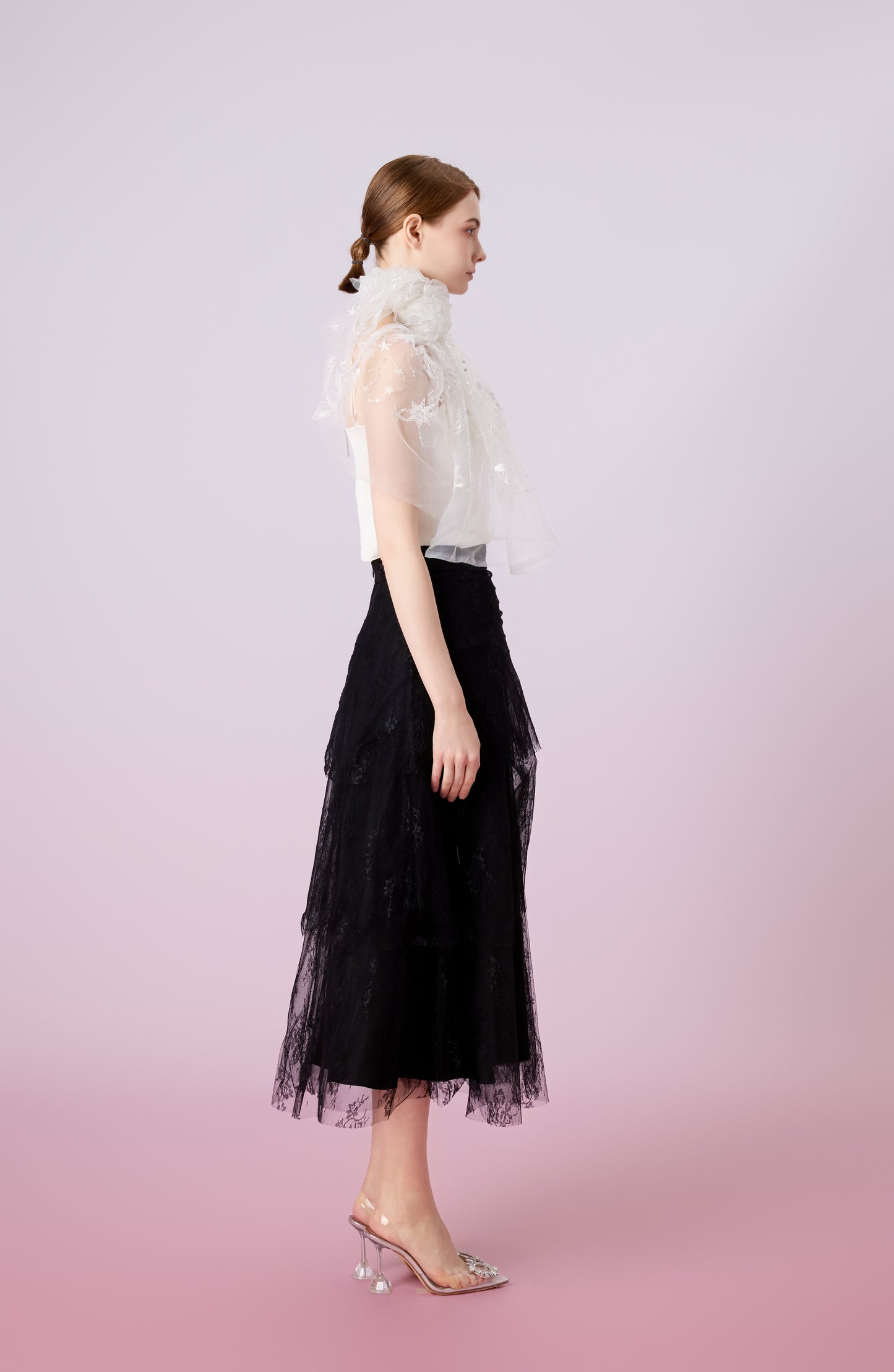 Joleigh Black Rose Lace Tier Skirt