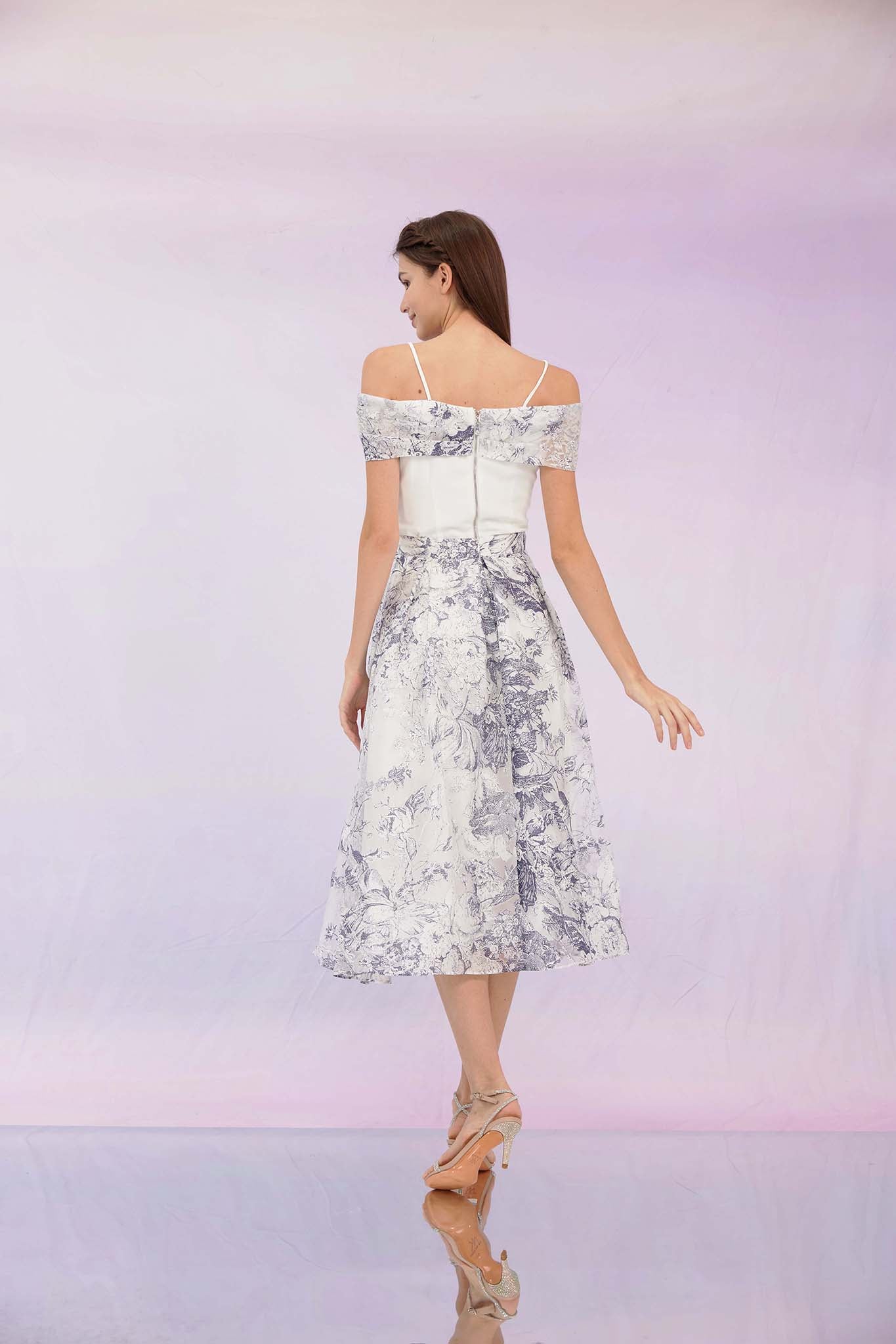 Grazia Blue Prints A-Line Skirt