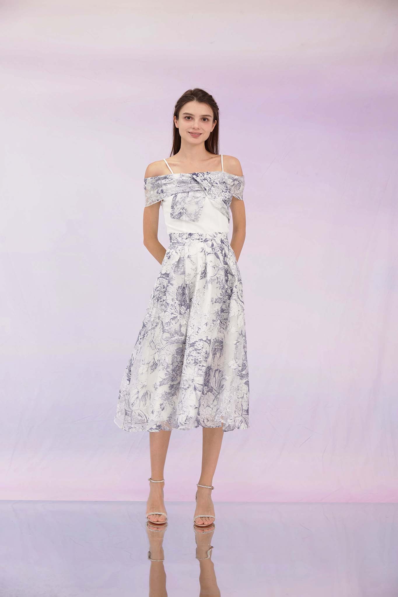 Grazia Blue Prints A-Line Skirt