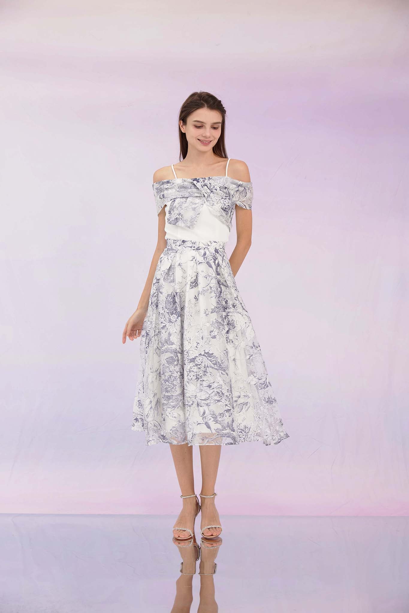 Grazia Blue Prints A-Line Skirt