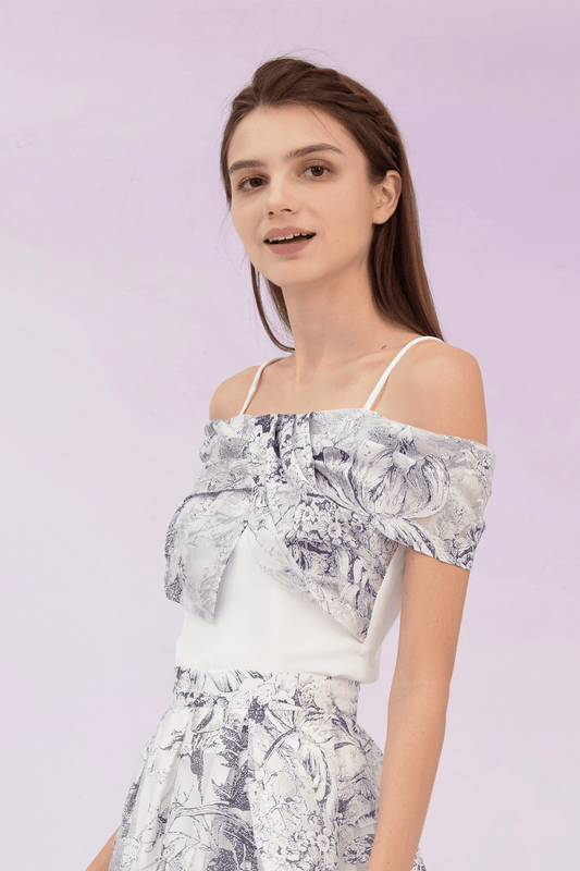 Grazia White With Blue Print Top - Nimisski