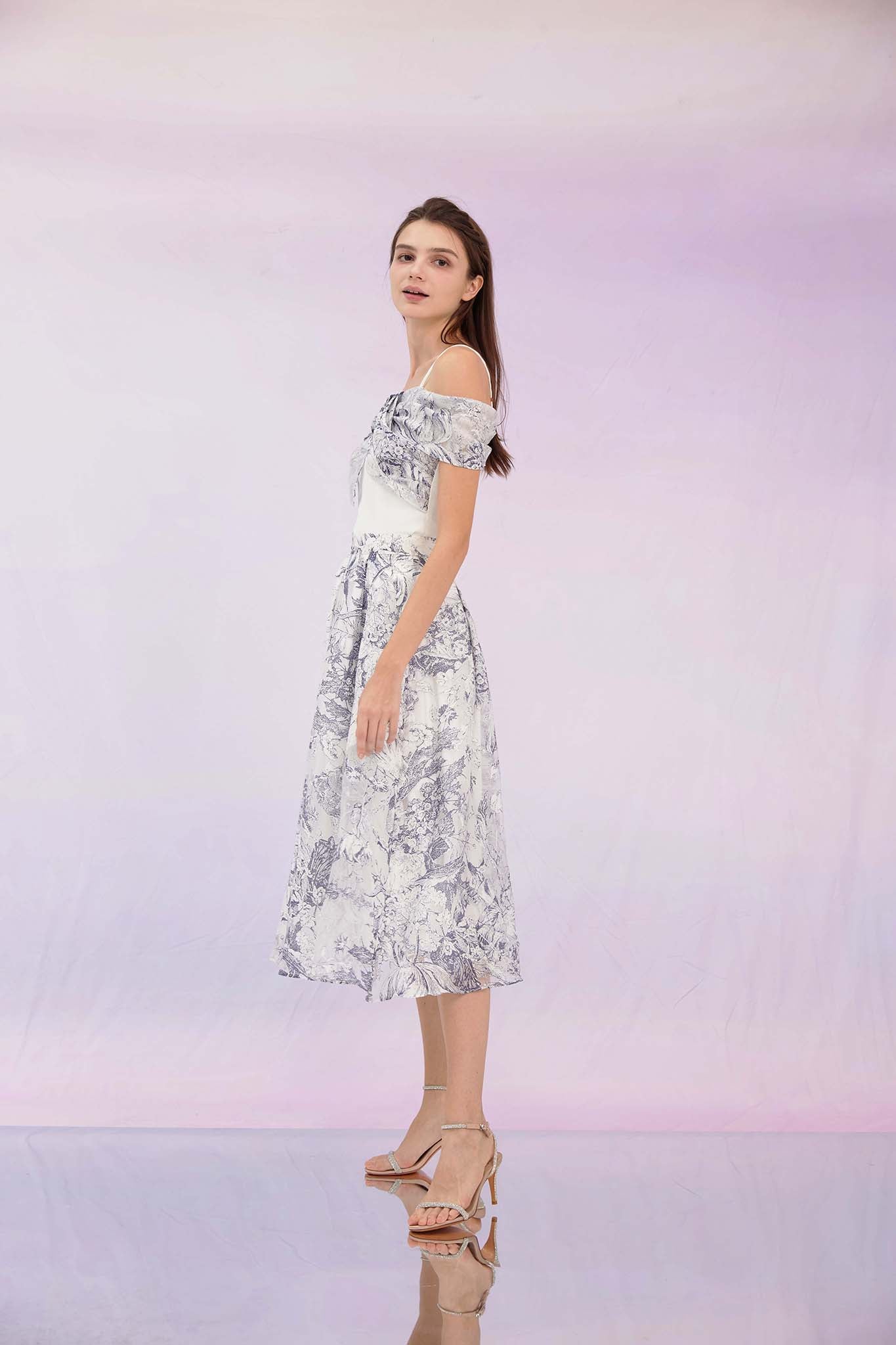 Grazia Blue Prints A-Line Skirt