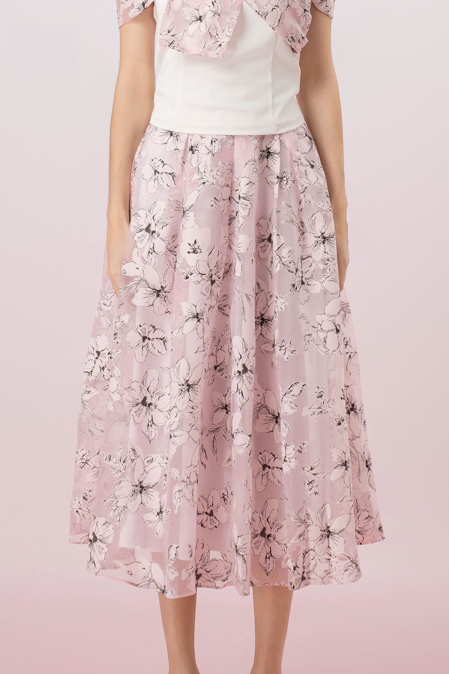 Grazia Pink Print A-Line Skirt
