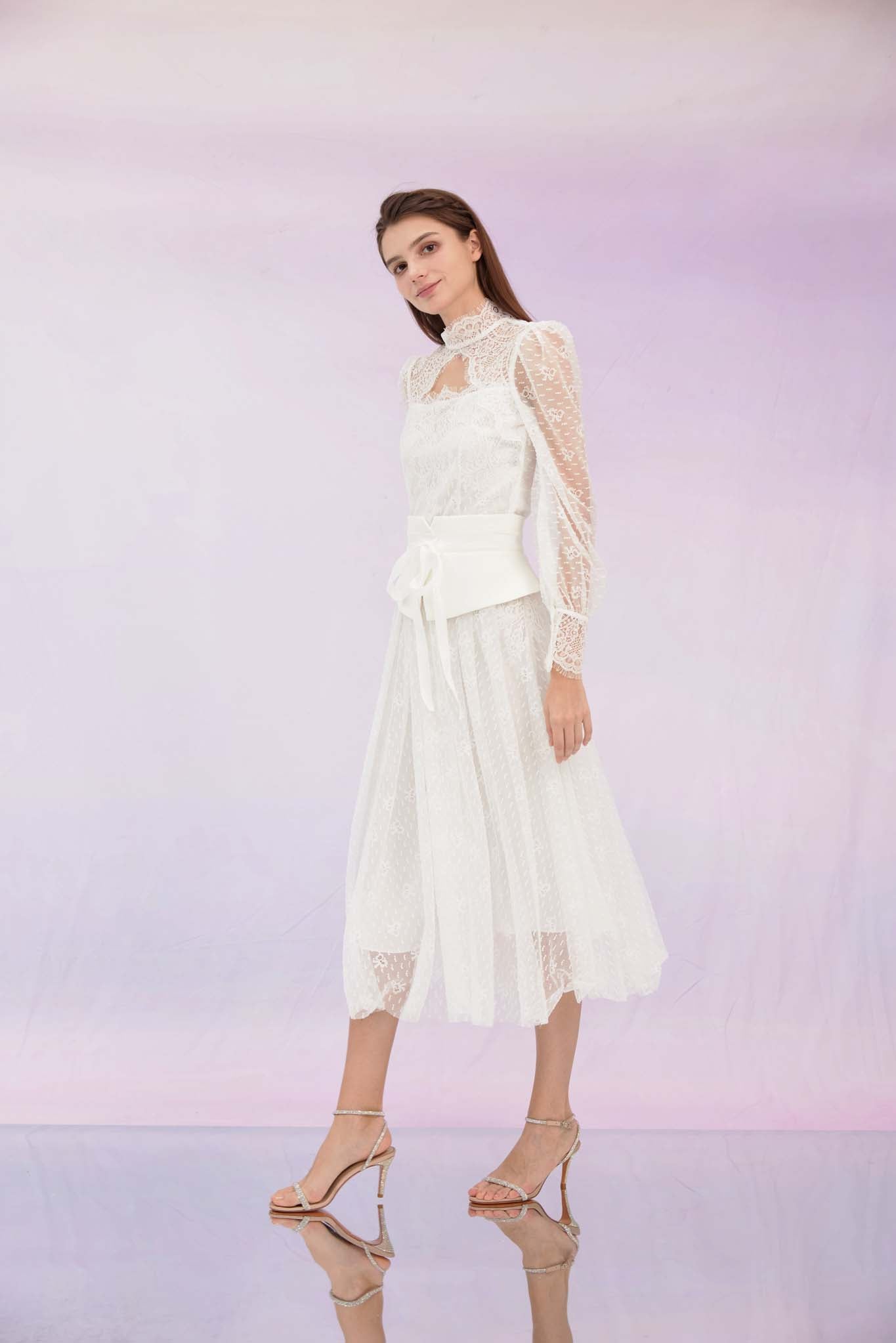 Ginnie White Lace Long Skirt