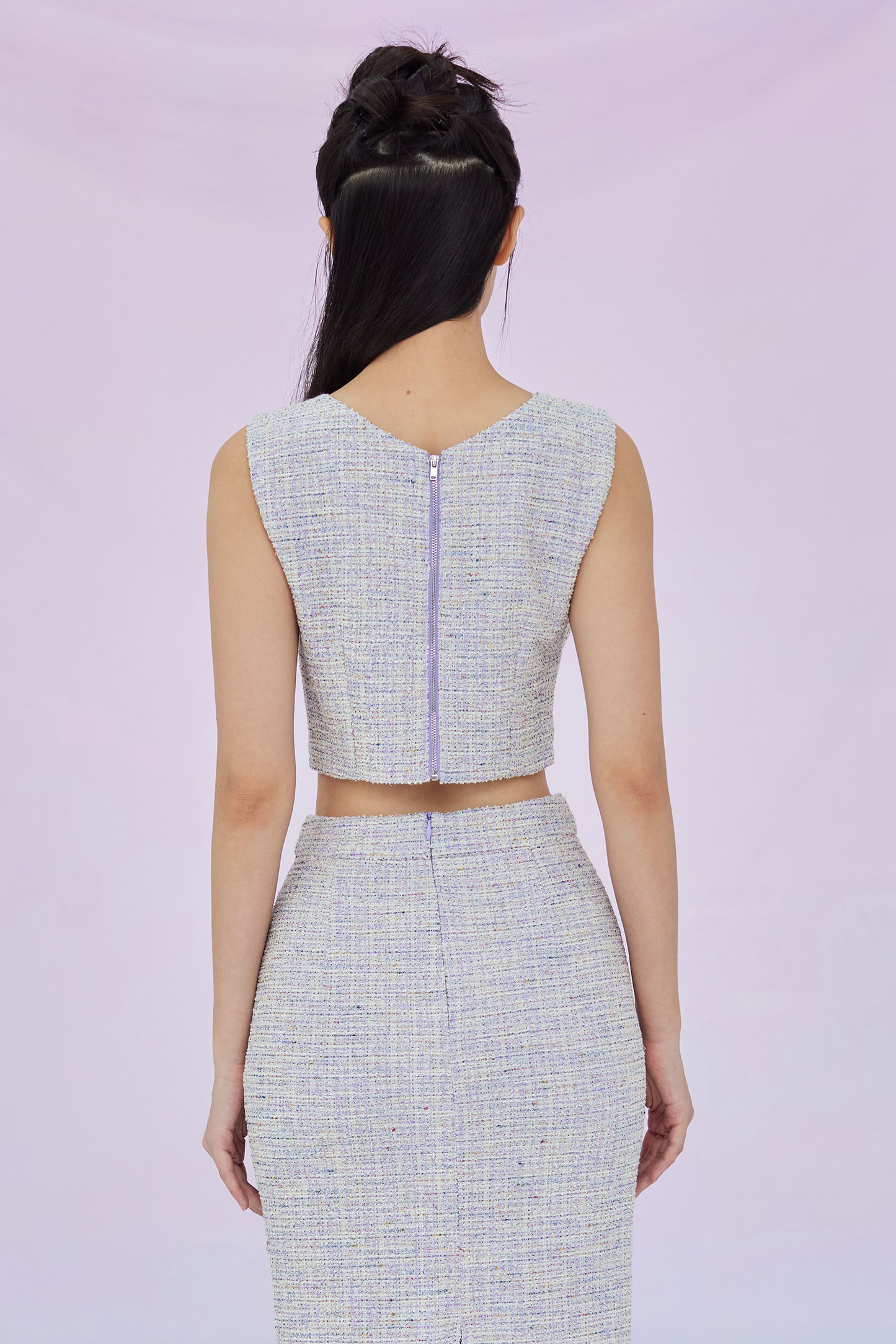 Ginevra Light Purple Tweed Top