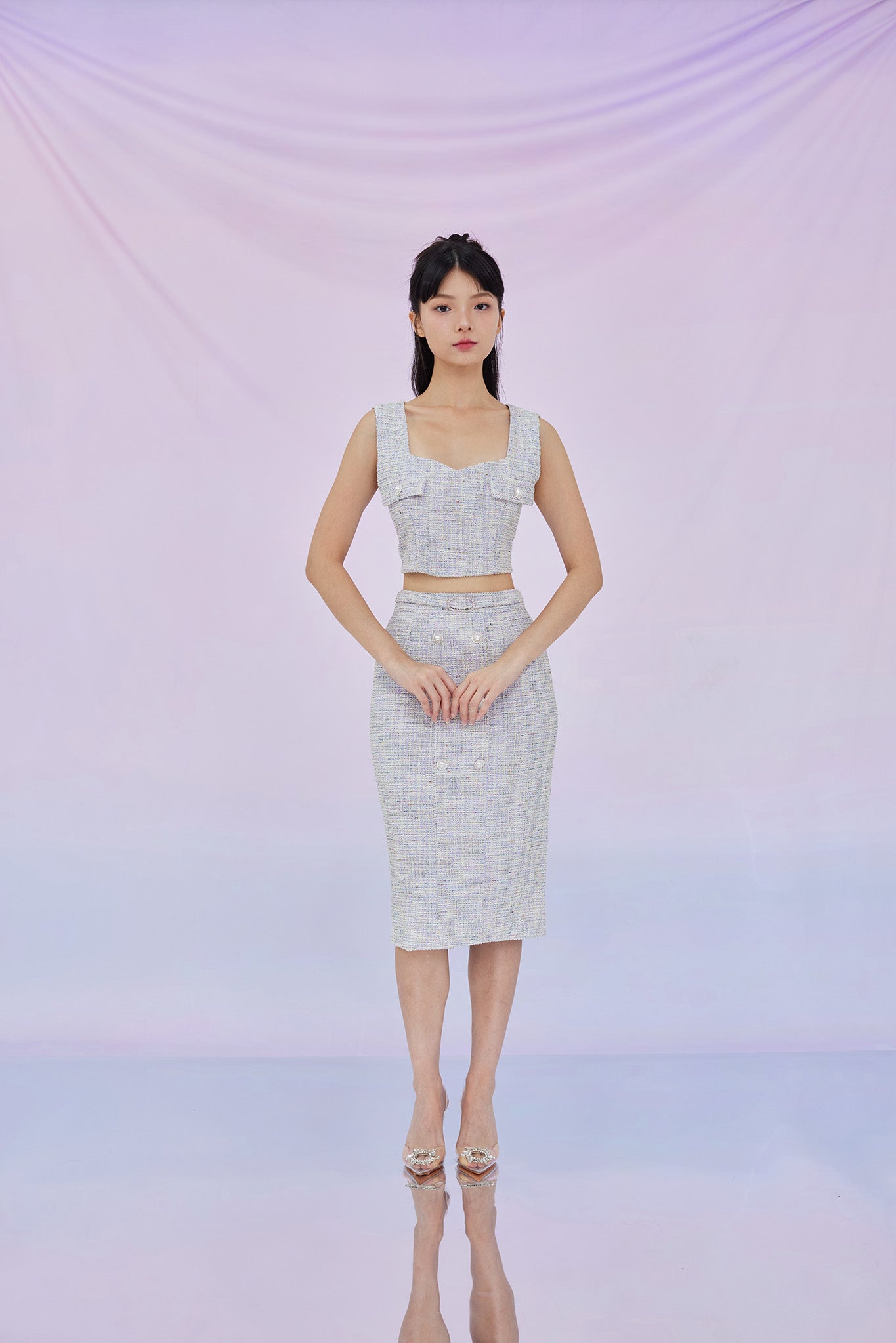 Ginevra Light Purple Tweed Skirt