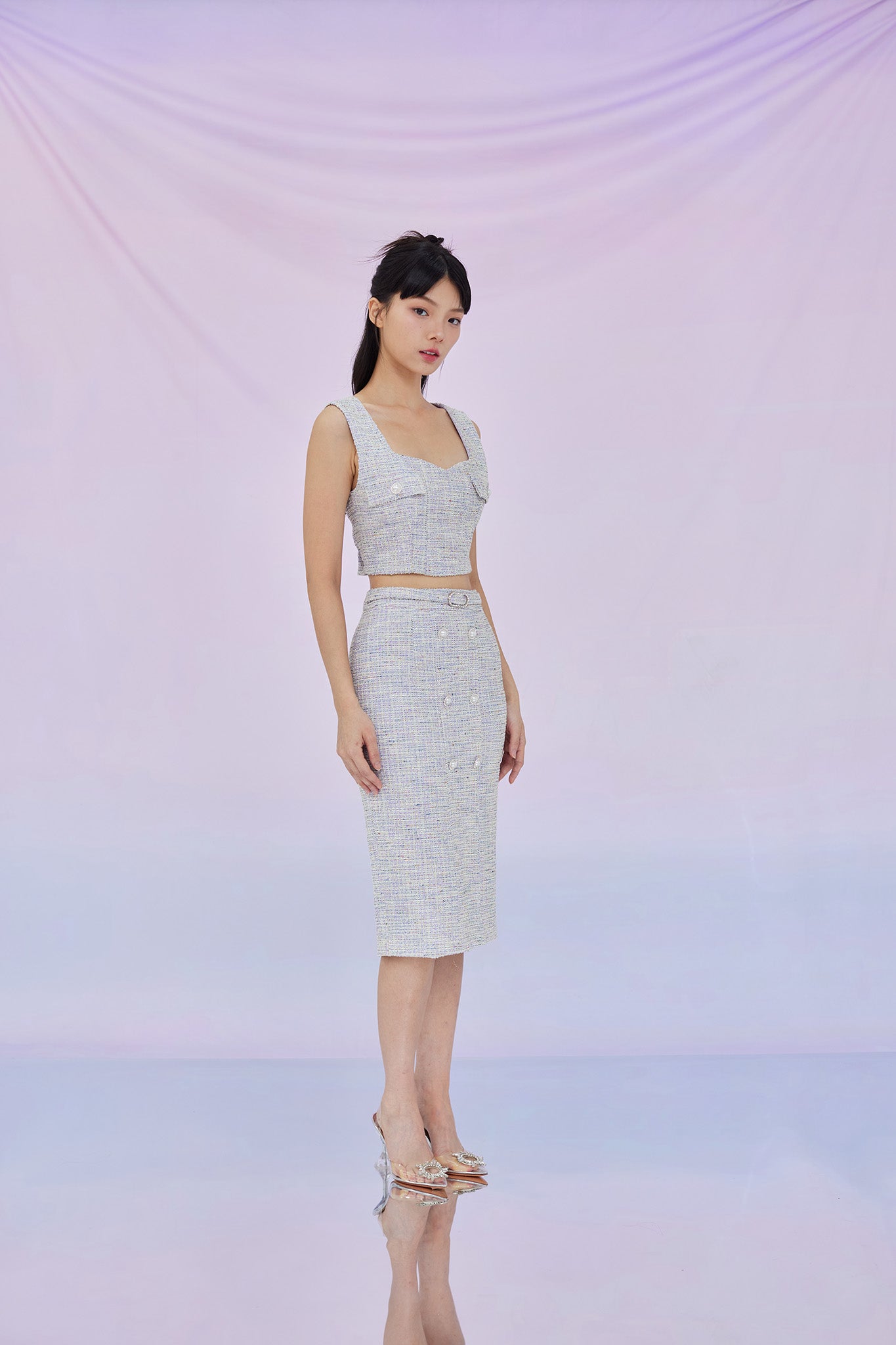 Ginevra Light Purple Tweed Skirt