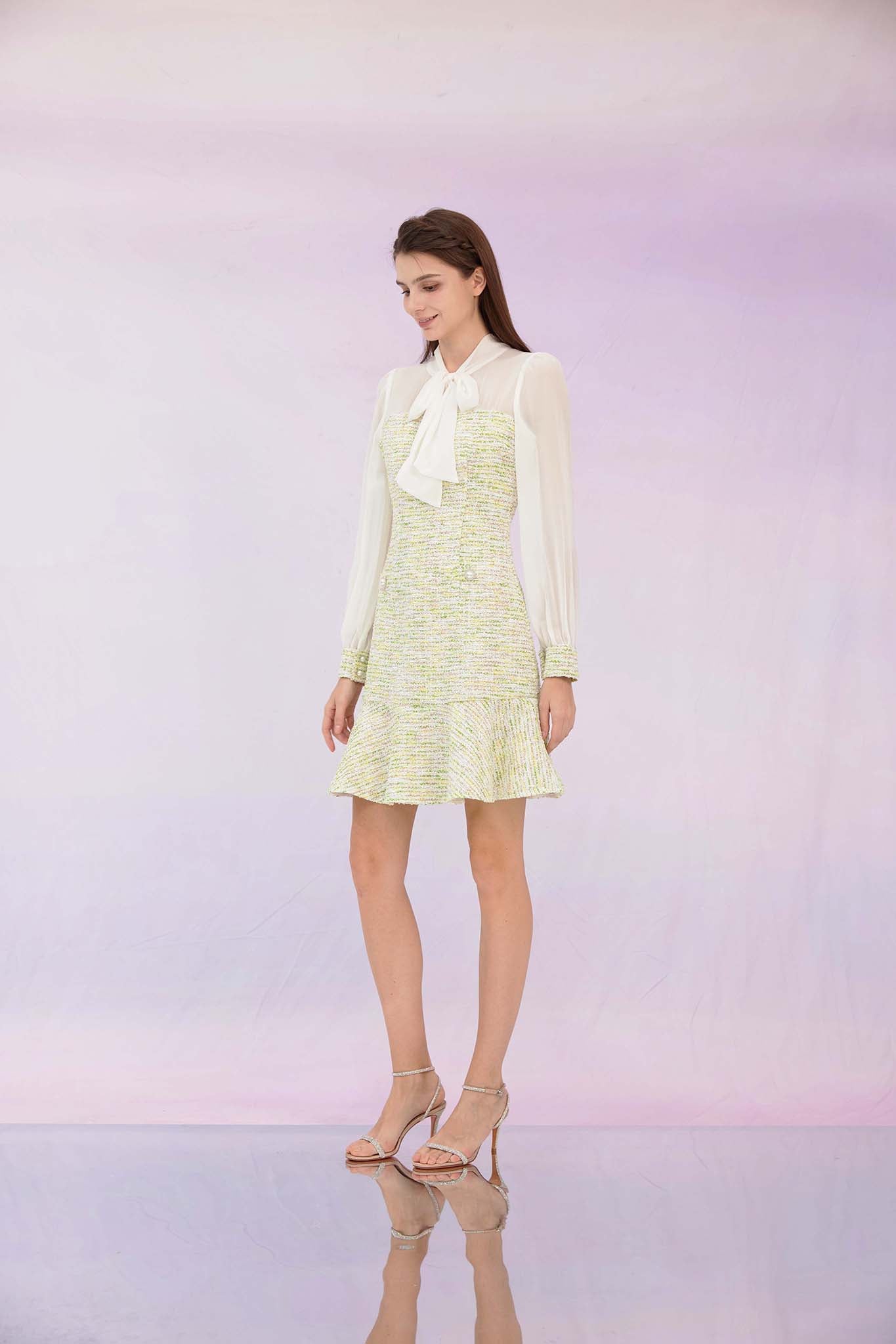 Gabriala Green Tweed Dress