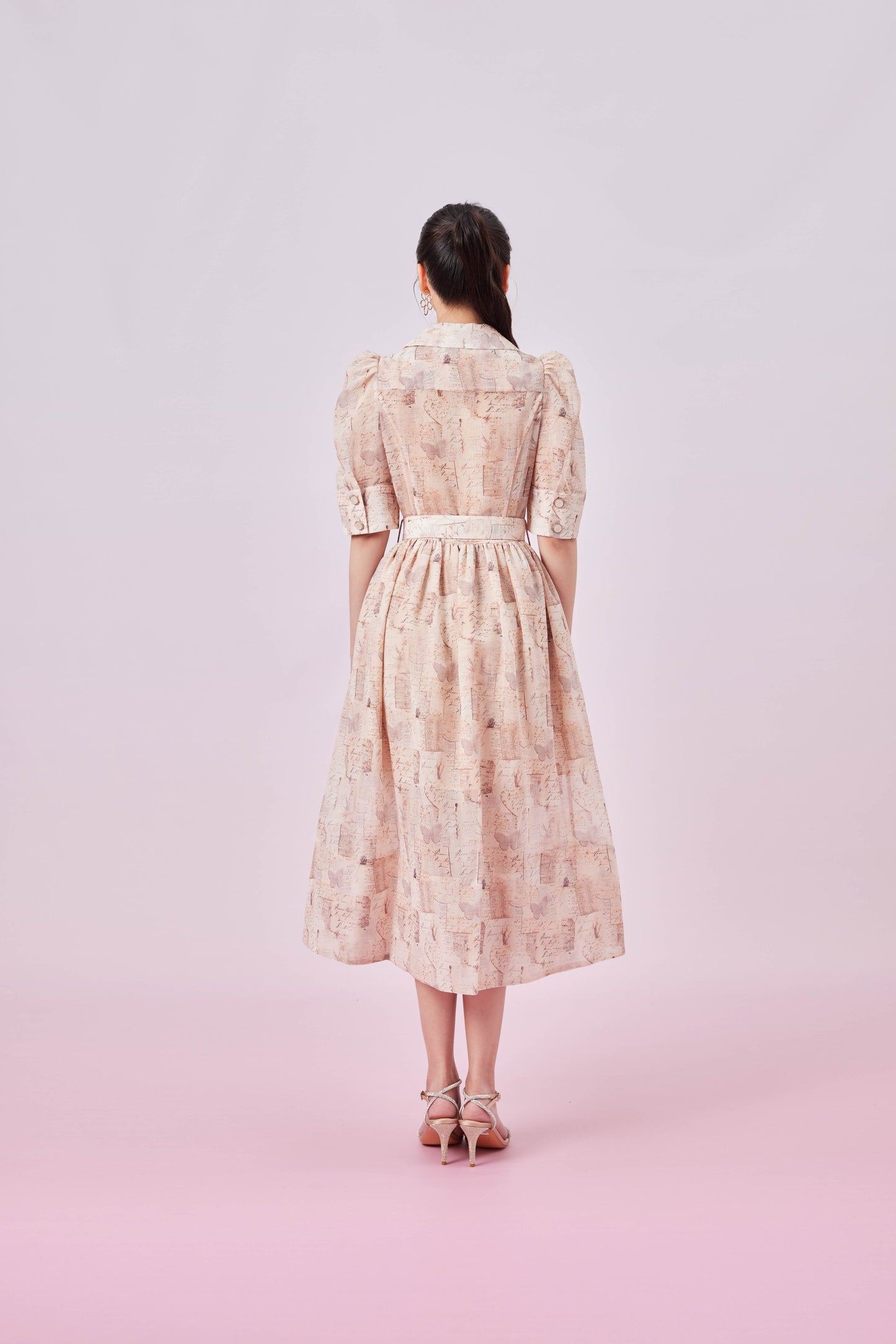 Georgetta Brown Print Button Dress