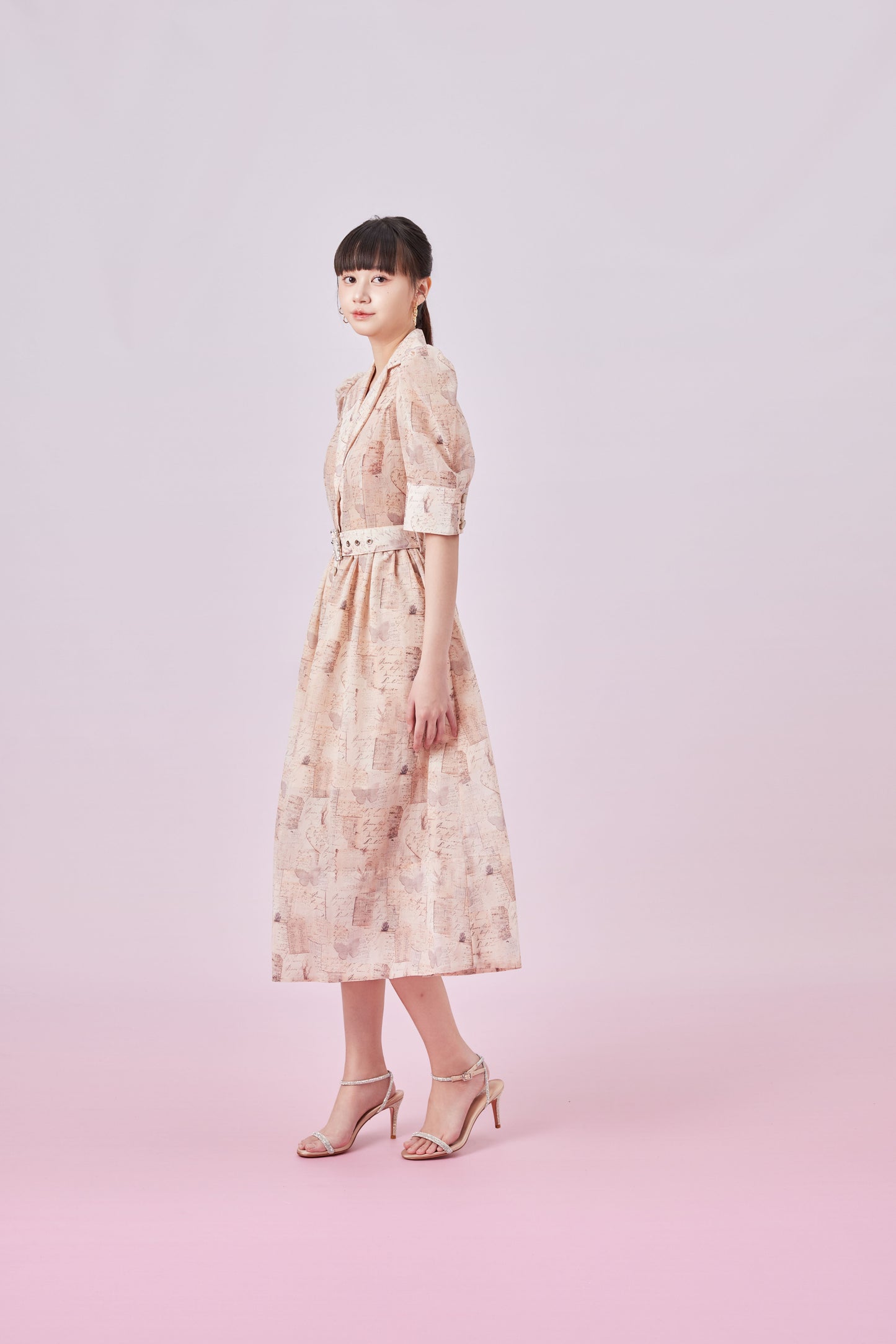 Georgetta Brown Print Button Dress