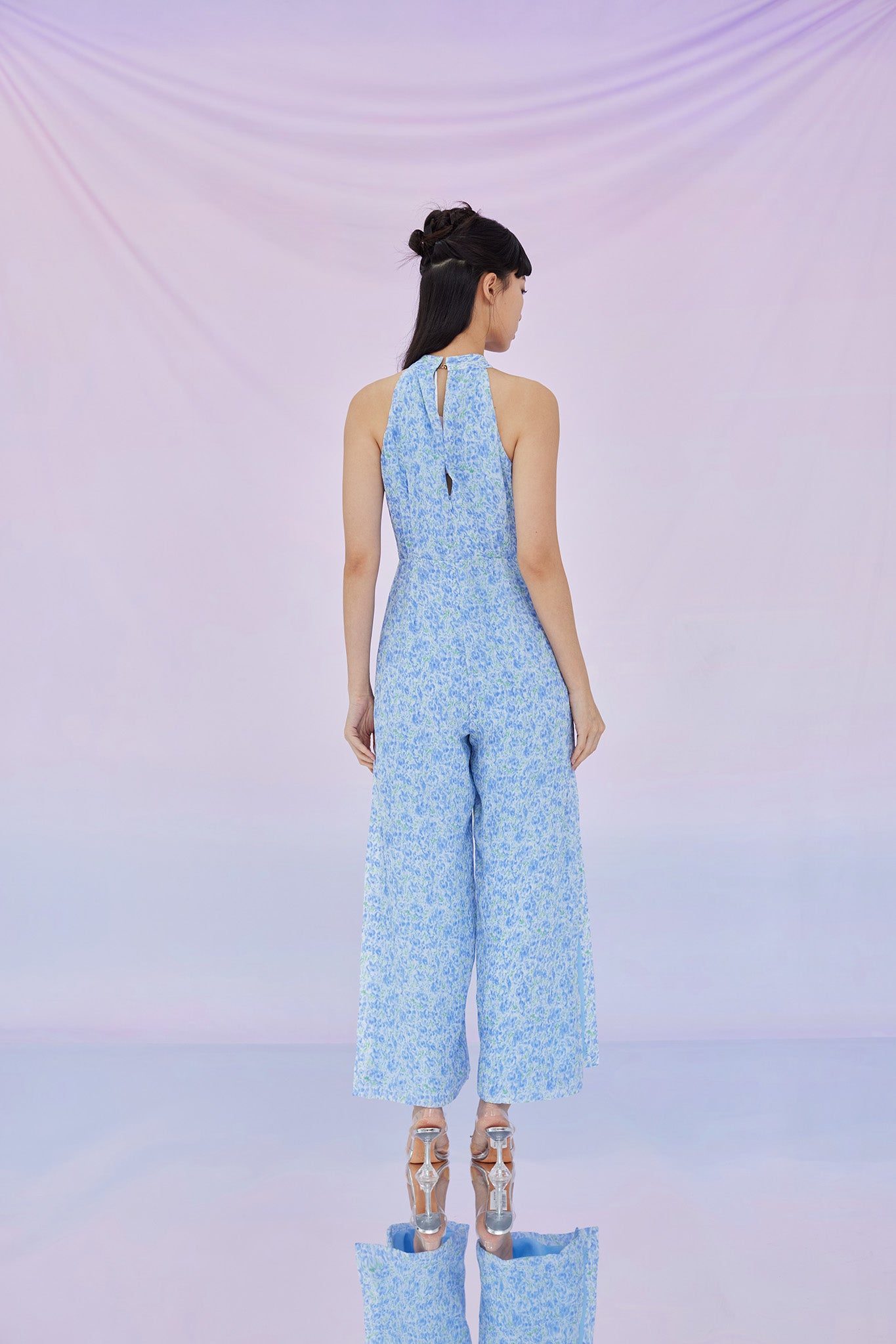 Gelilya Blue Print Halter Jumpsuit