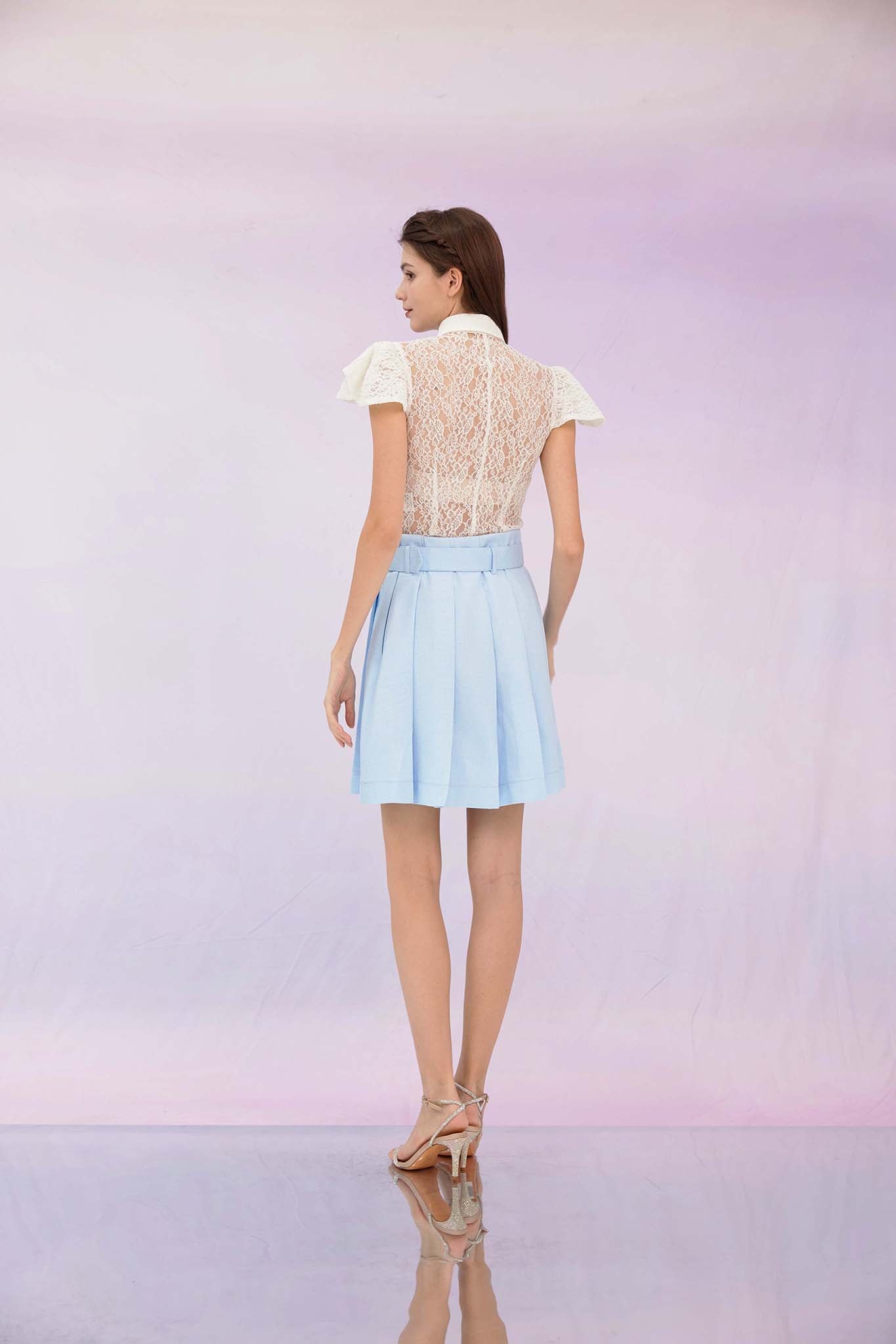 Garima White Lace Button Top