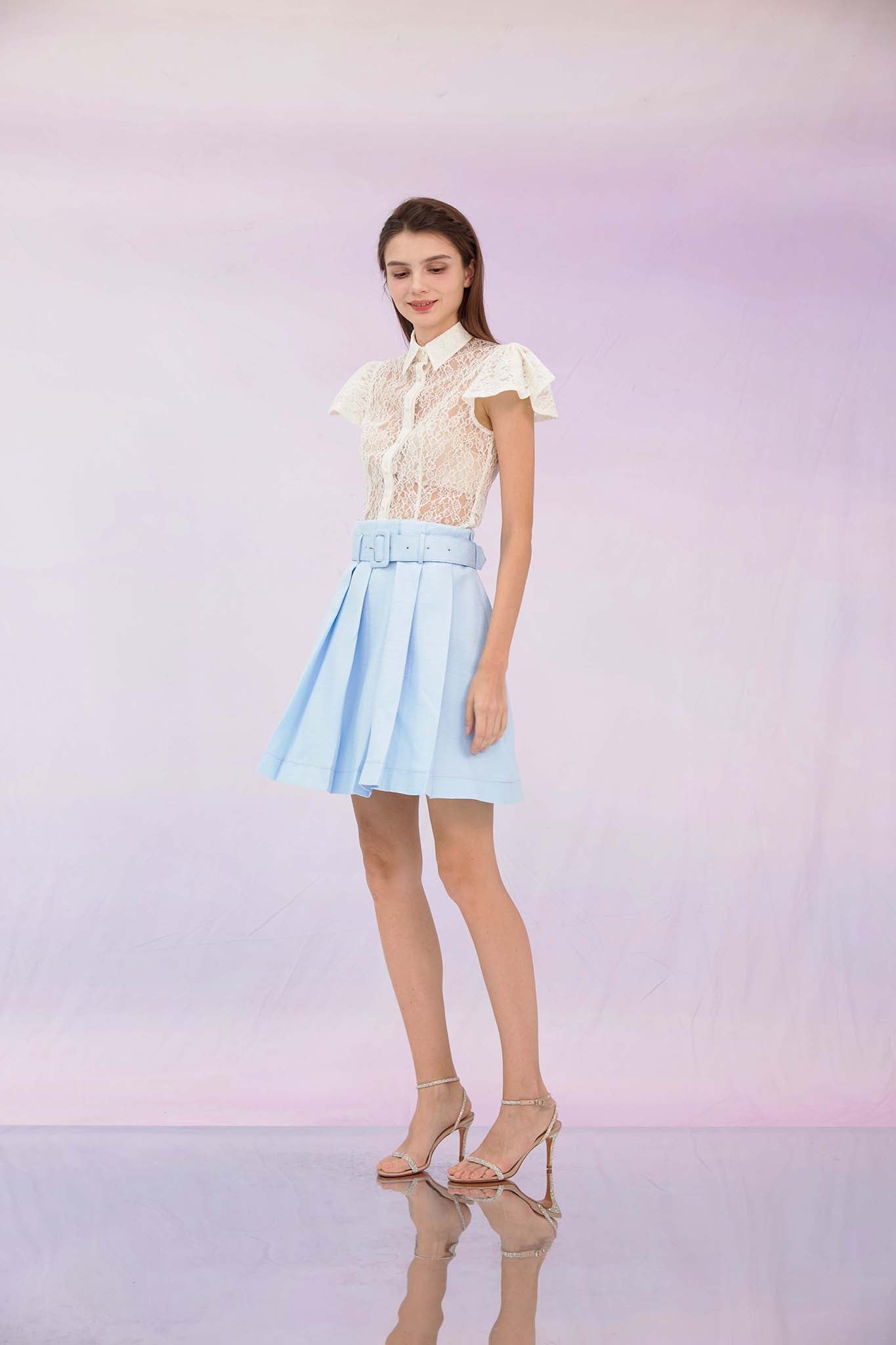 Garima White Lace Button Top
