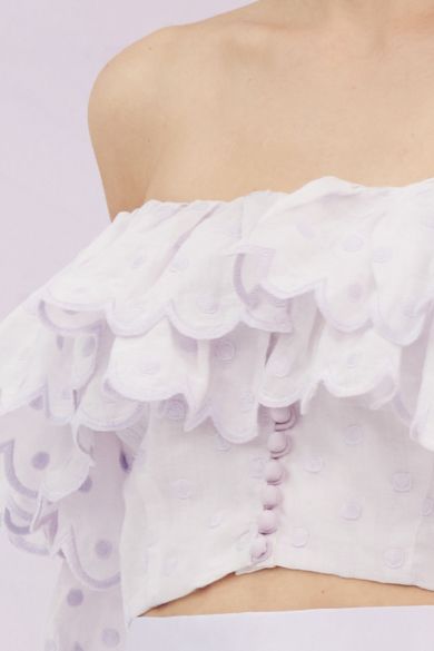 Glenda Lilac Dots Drop Shoulder Top - Nimisski