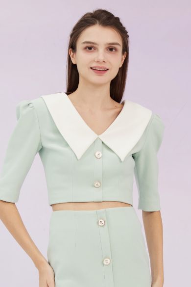 Gerilynn Mint Puffy Sleeve Top