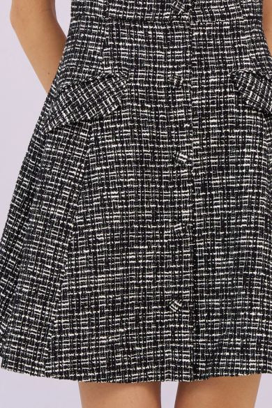 Gloribel Black Ribbon Tweed Dress