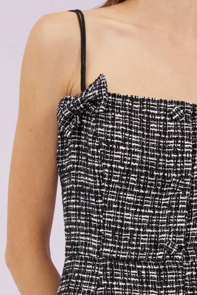 Gloribel Black Ribbon Tweed Dress