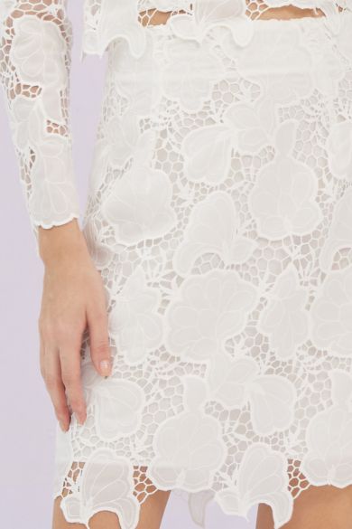 Glenette White Flower Lace Skirt - Nimisski