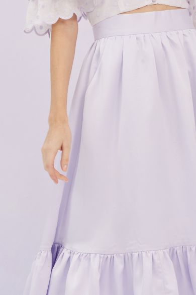 Glenda Lilac Ruffle Midi Skirt