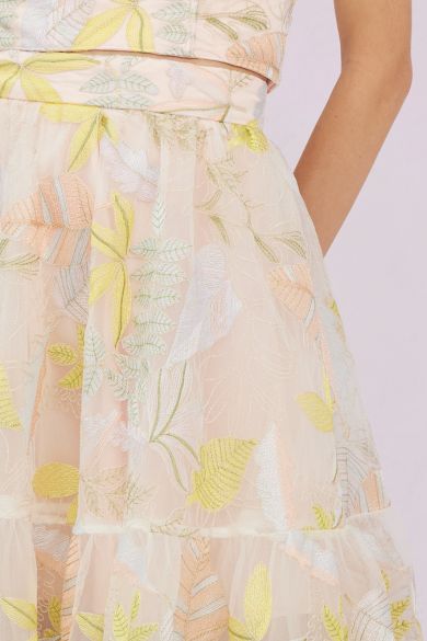 Gabi Pink Emb Mesh Skirt