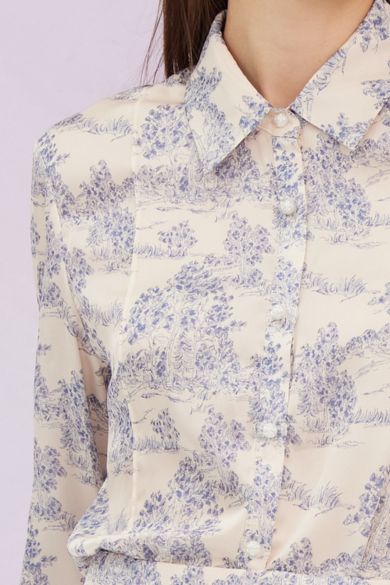 Glynis Blue Print Long Sleeve Top - Nimisski