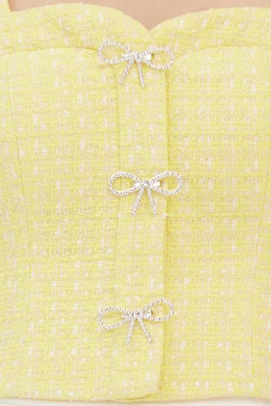 Glenice Yellow Tweed Strap Top - Nimisski