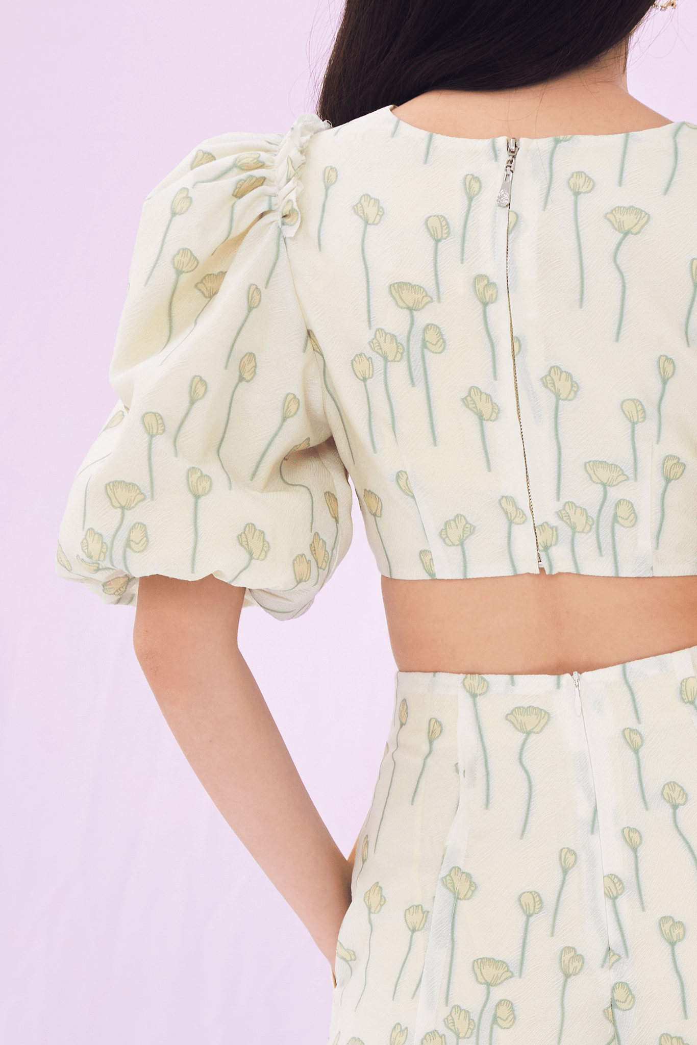 Georgene Green Flower Jacquard Dress - Nimisski
