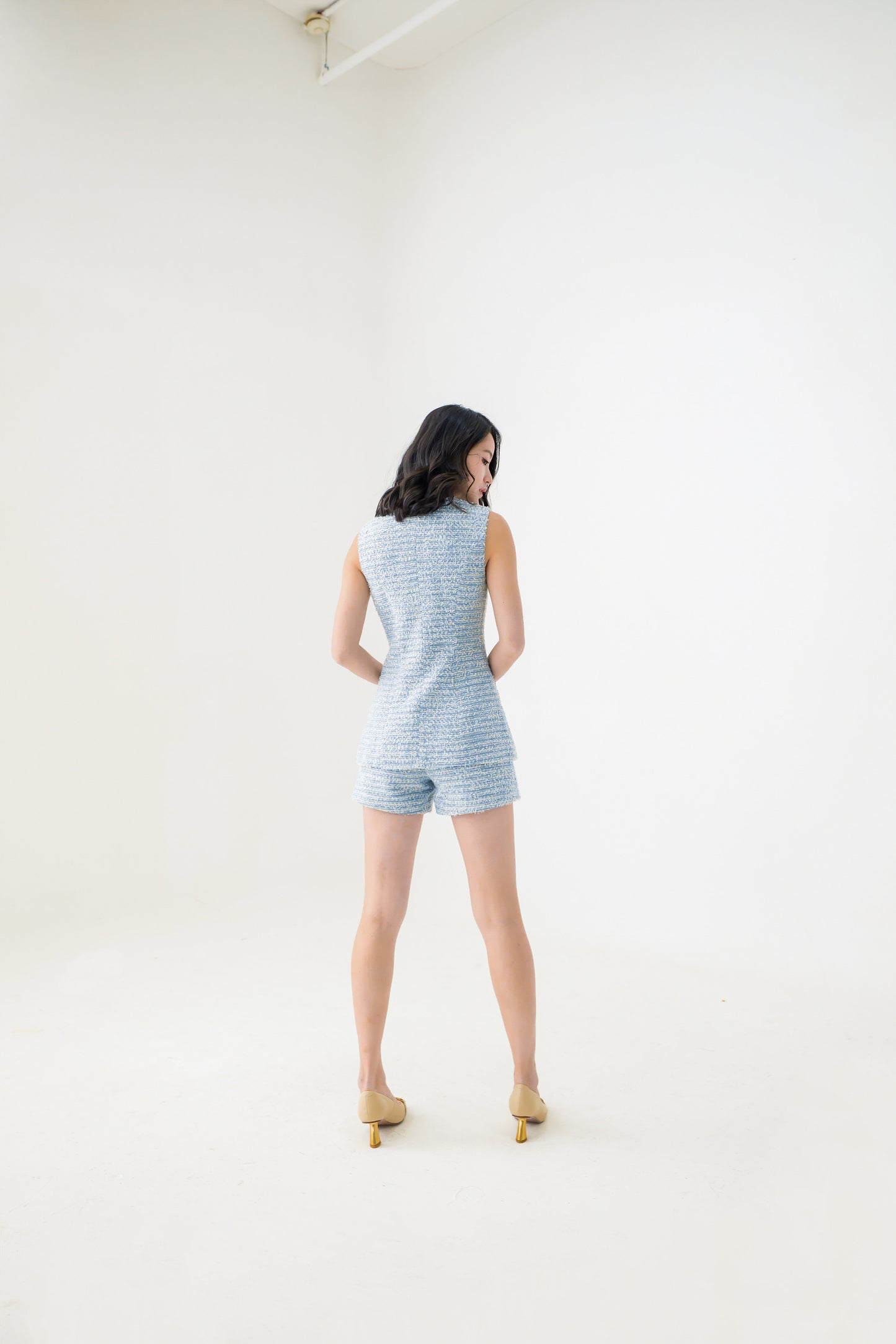 Emelyn Blue Tweed Blazer and Shorts