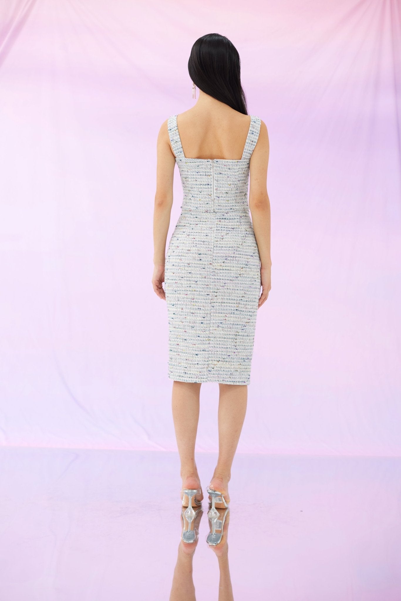 Glenice Teal White Tweed Skirt - Nimisski
