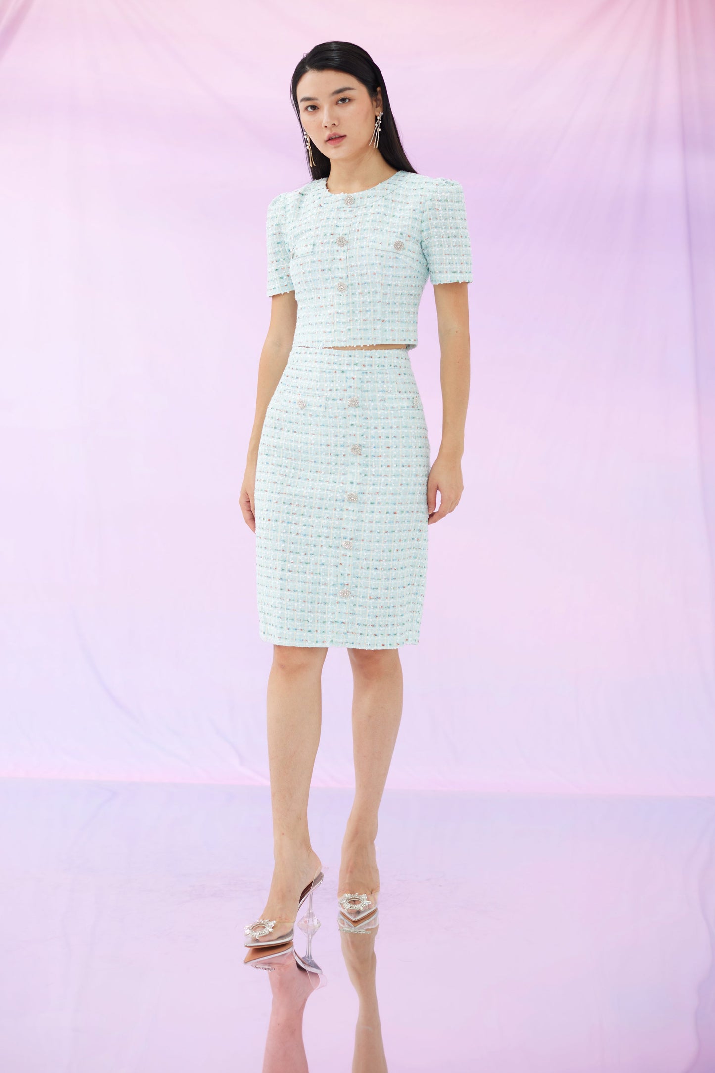 Griselda Blue Tweed Skirt