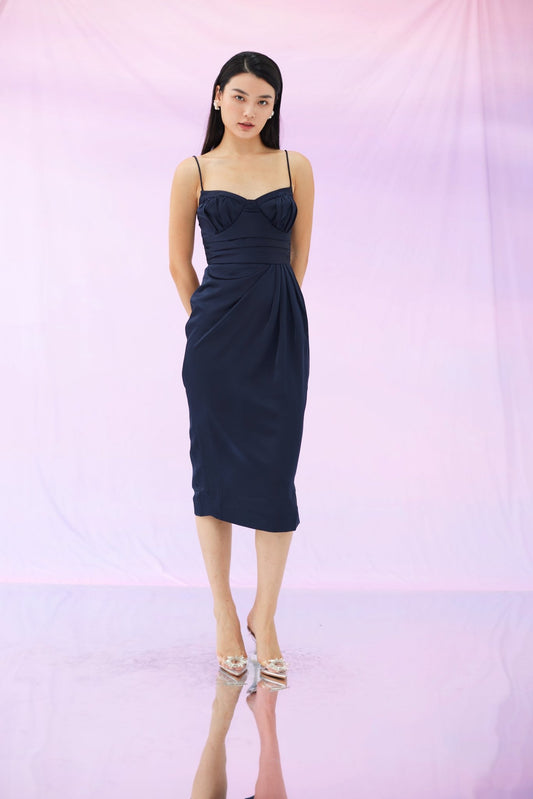 Georgina Navy Blue Long Dress - Nimisski