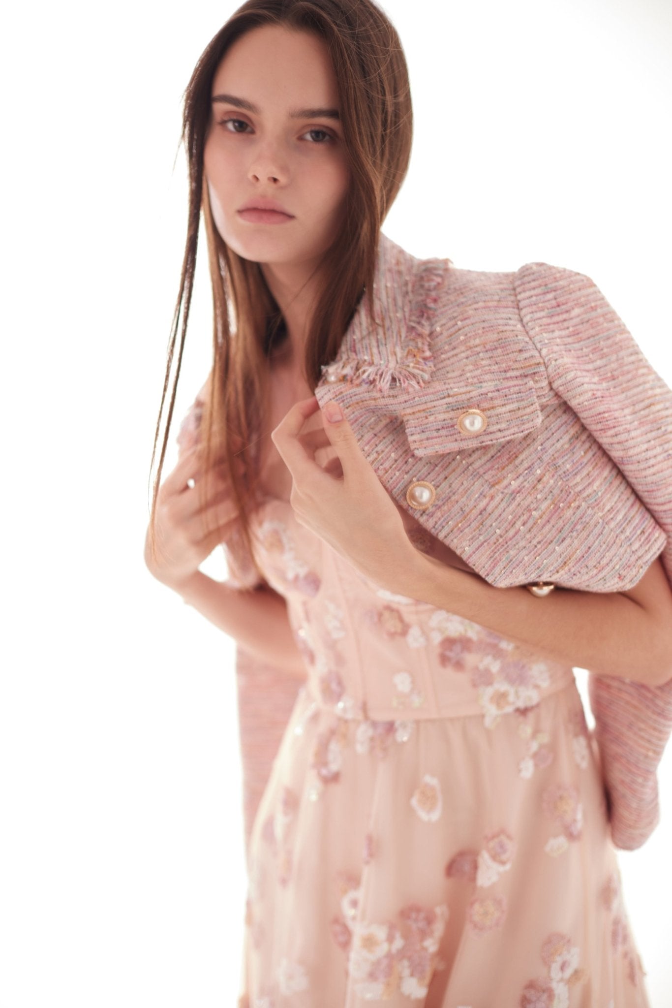 Freddi Pink Sequins Long Dress - Nimisski