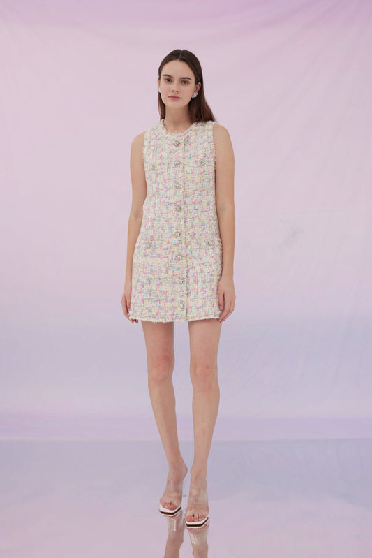 Greeta Multi Neon Tweed Dress - Nimisski
