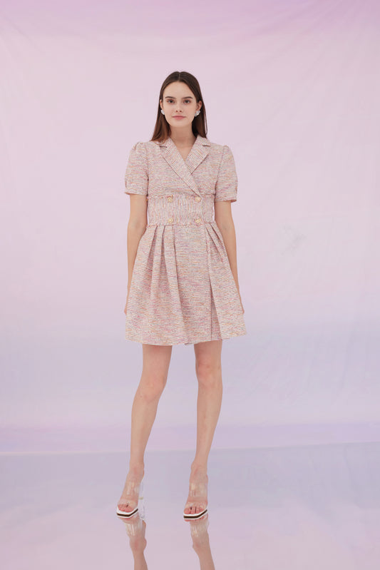 Genevieve Tweed Dress Pink