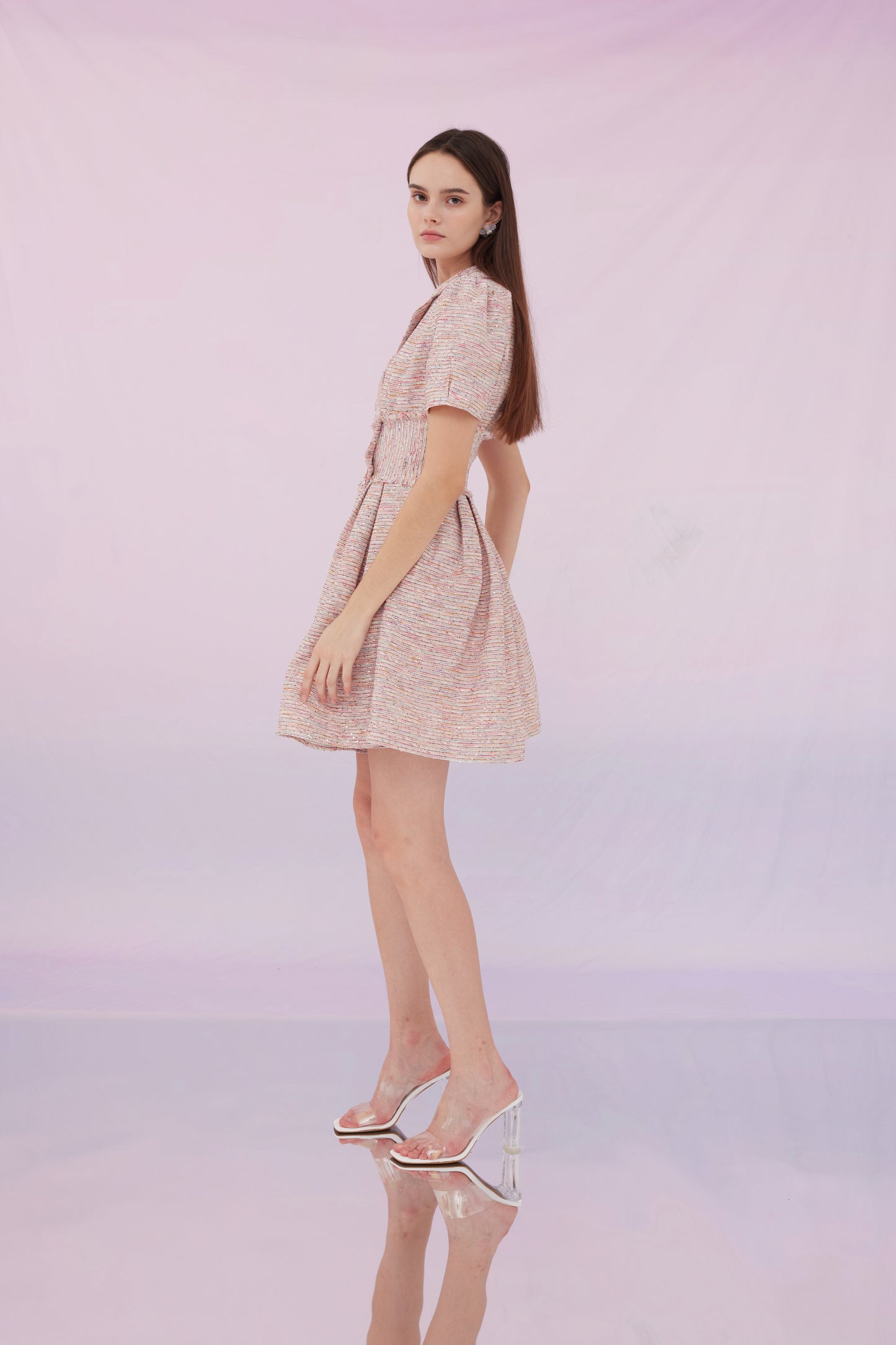 Genevieve Tweed Dress Pink
