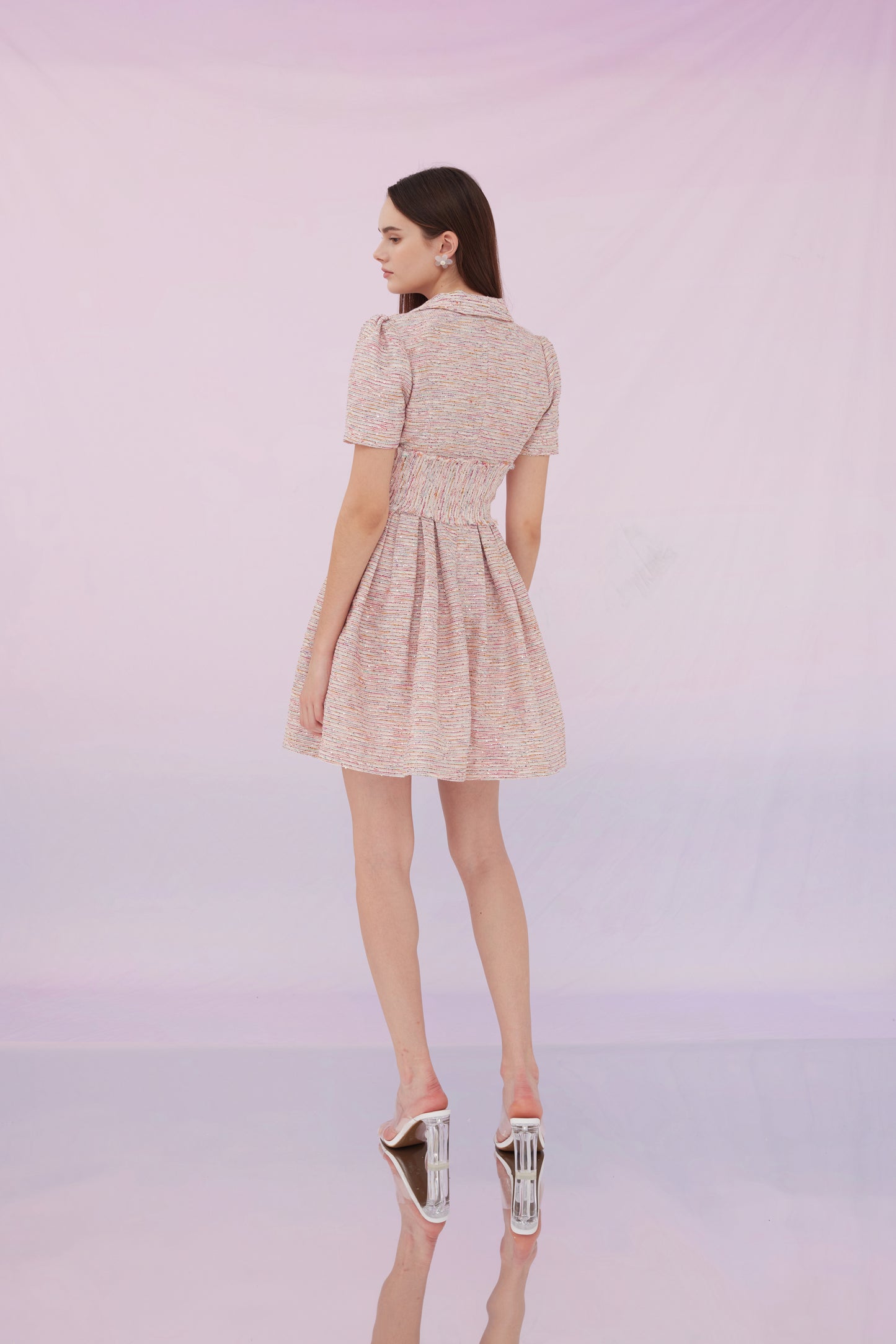 Genevieve Tweed Dress Pink