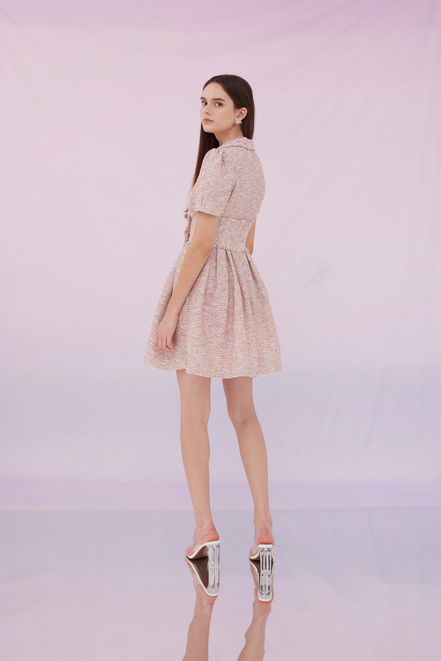 Genevieve Tweed Dress Pink