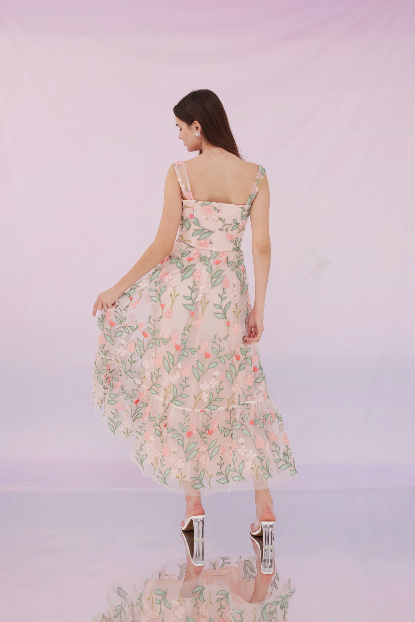 Freddi Pink Flower Long Dress