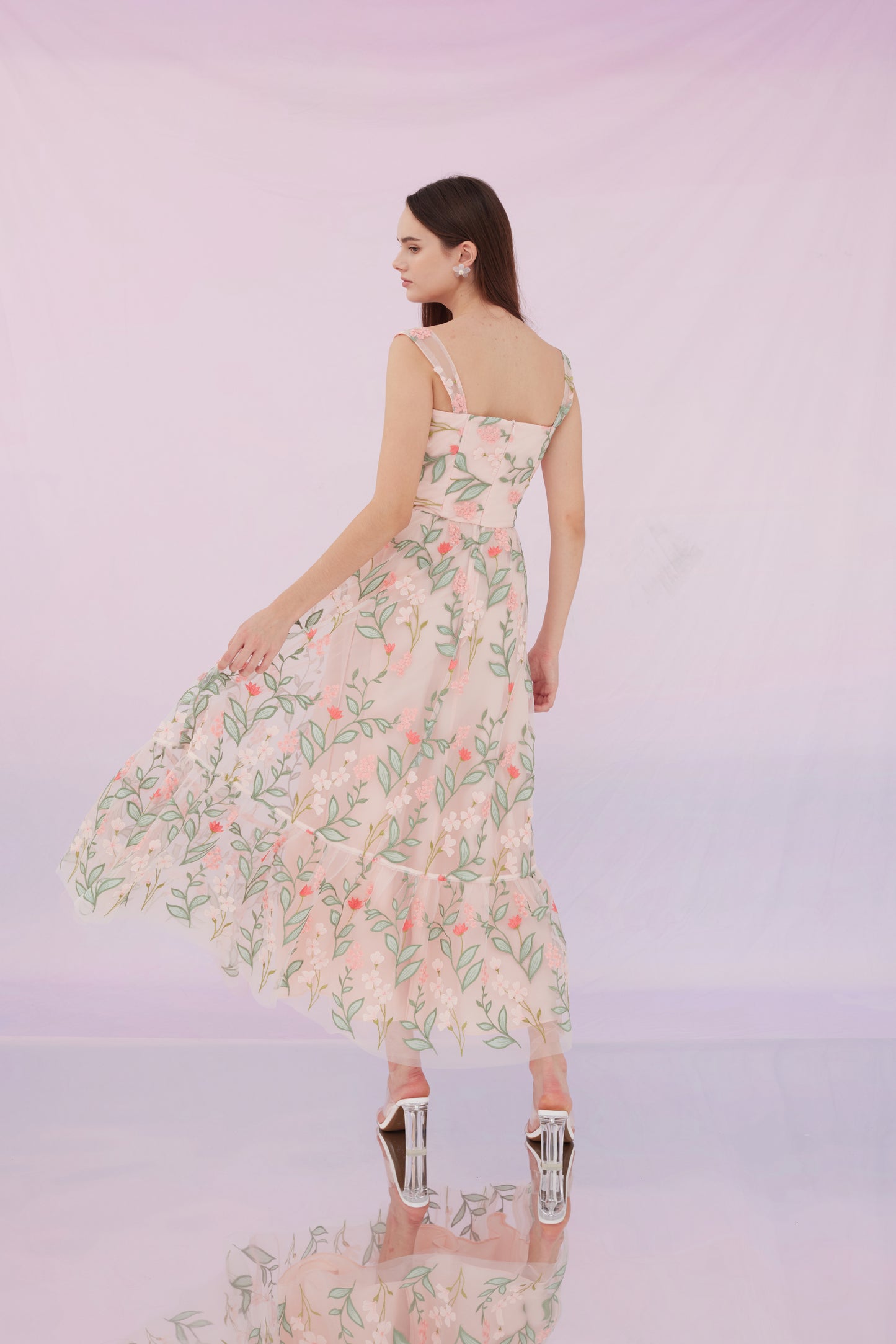 Freddi Pink Flower Long Dress