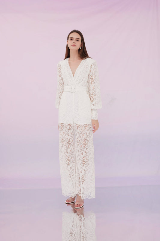 Florenz Lace Jumpsuit White - Nimisski