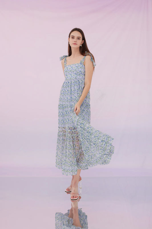 Edie Blue Floral Long Dress