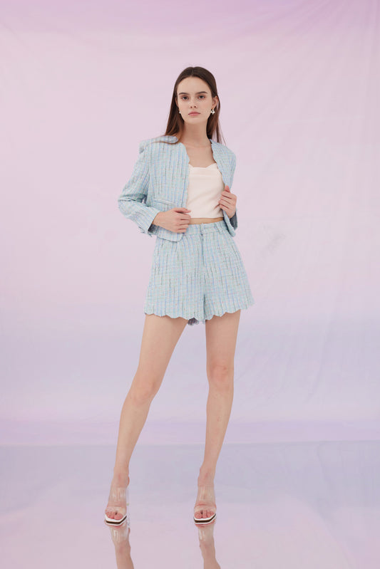 Grethe Multi Blue Tweed Shorts