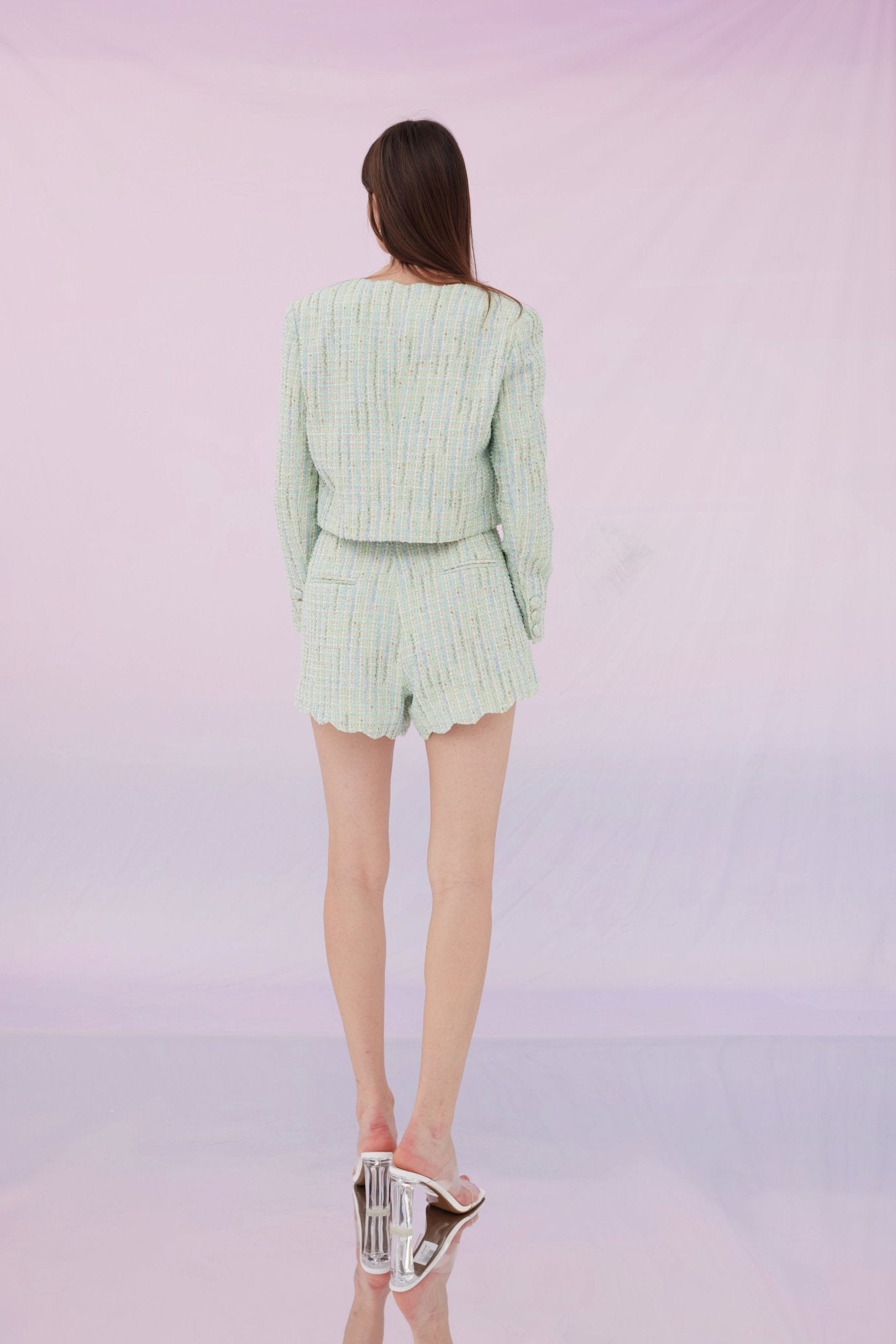 Grethe Blue Green Tweed Shorts - Nimisski