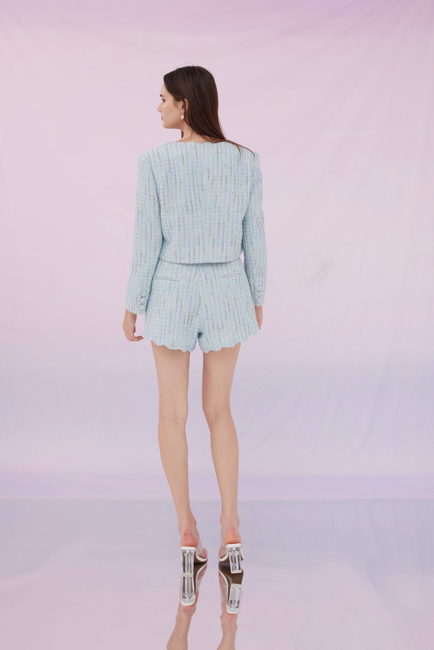 Grethe Multi Blue Tweed Shorts