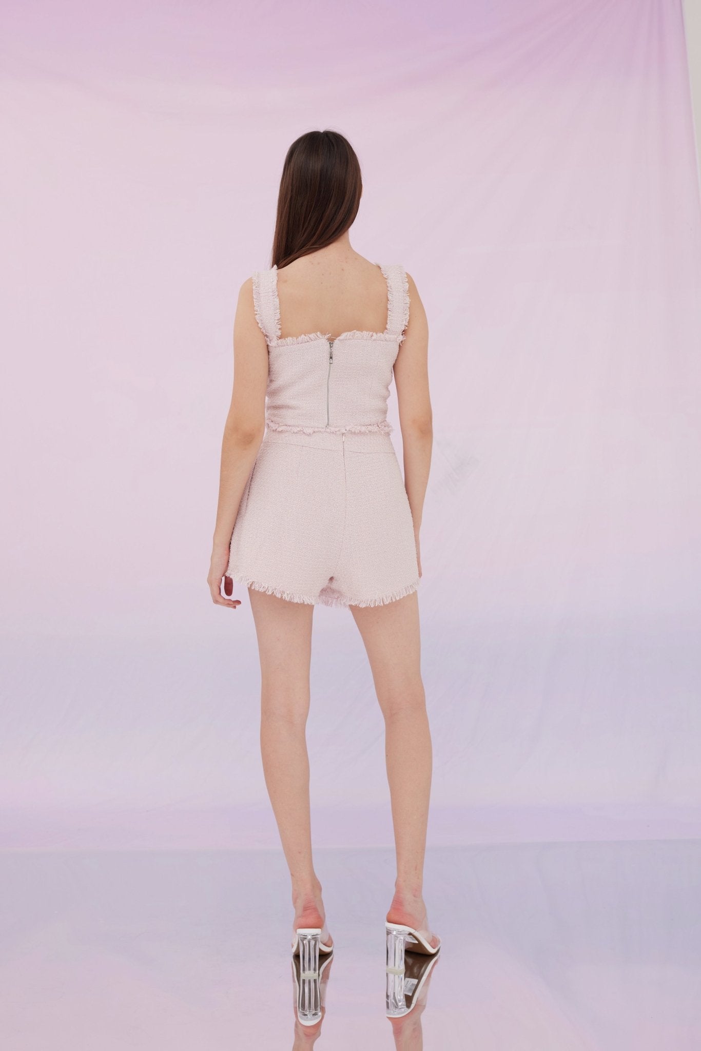 Gisele Pink Tweed Shorts - Nimisski