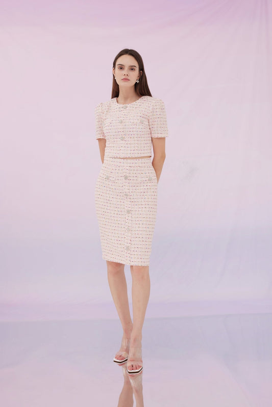 Griselda Pink Tweed Skirt - Nimisski