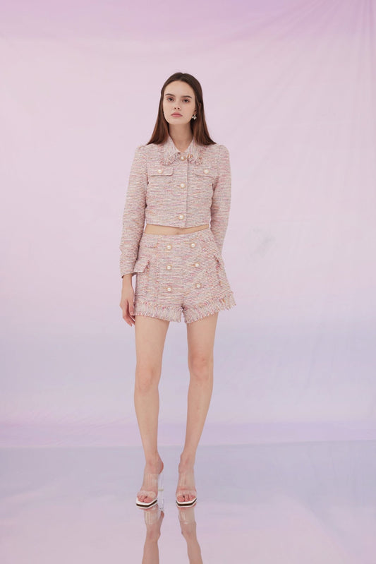 Gene Multi Pink Tweed Jacket and Shorts - Nimisski
