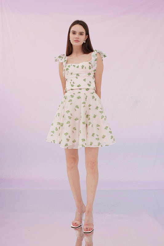 Franceen Pink Flower Organza Skirt - Nimisski
