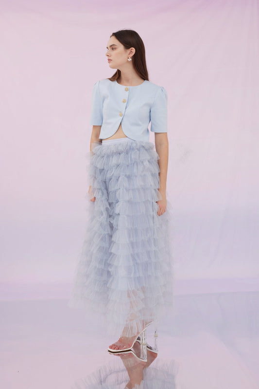 Emmi Tier Grey Mesh Skirt - Nimisski